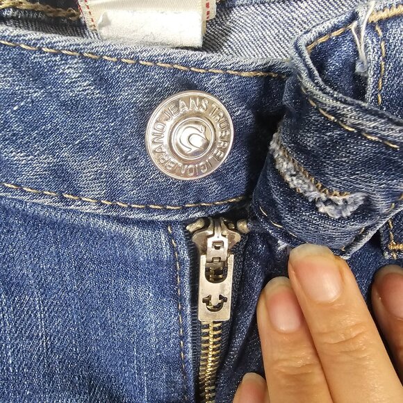 Y2K True Religion Womens Hi-Rise Boot Jeans Sz 30 Studded Pockets Upcycled‎ - Picture 6 of 16